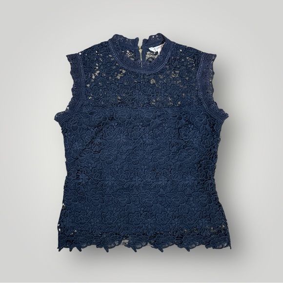 Nanette Lepore Navy Blue Lace Sleeveless Mock Neck Top Size
M - Picture 1 of 5